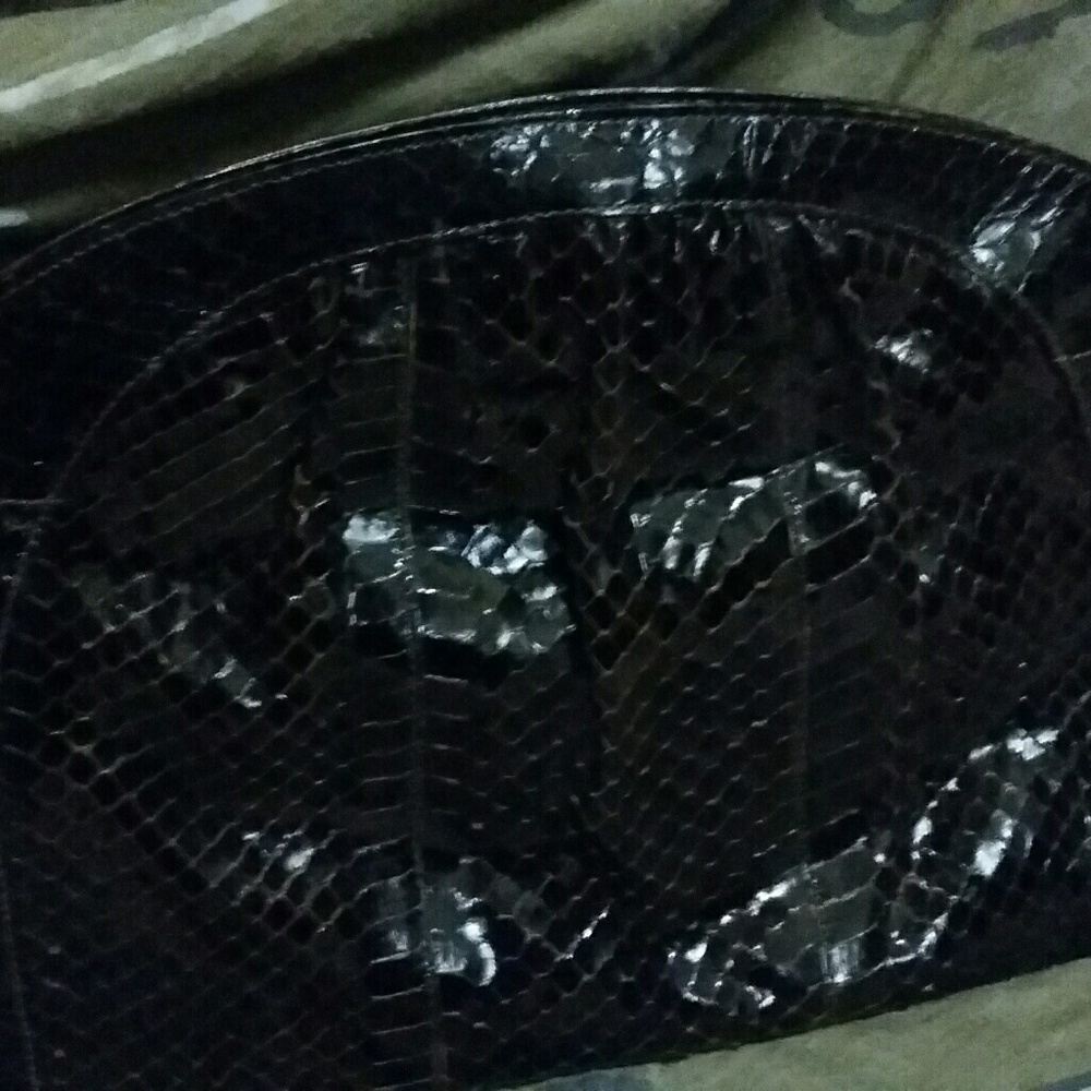 Vintage dark brown snakeskin clutch